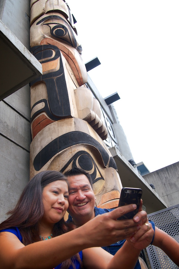 A couple atop Skwachays Healing Lodge in Downtown Vancouver