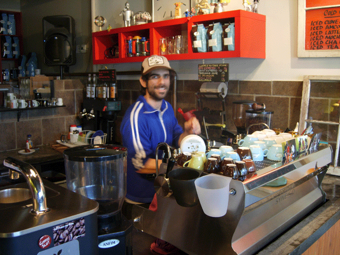 Joe in action and always smiling.