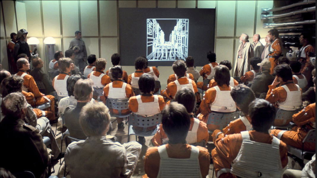 The Rebel Alliance collects itself in a briefing room.